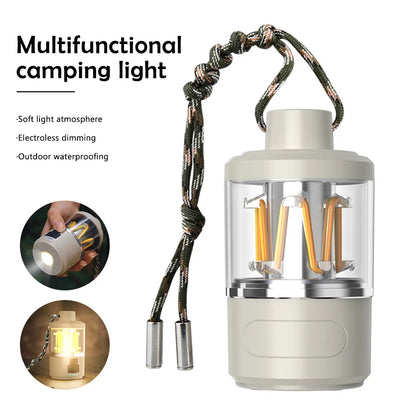 LED Rechargeable Flashlight Camping Lantern 5 Modes Super Bright Portable Hanging Tent Lamp Waterproof Hiking Fishing Outdoor