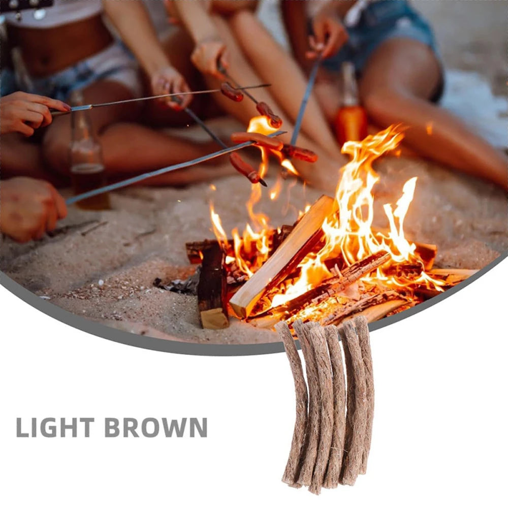 10pcs/set Camping Wax Fire Rope Outdoor Ignition Rope Durable Hemp Rope Camping Fire Emergency Hiking Camping Barbecue Fire Rope