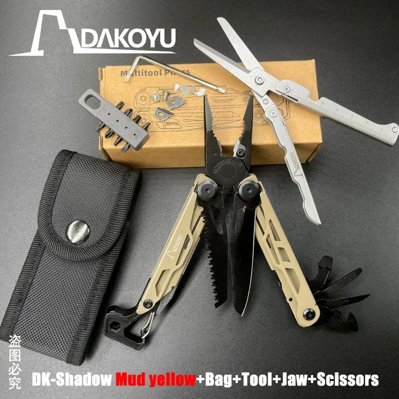 DAKOYU DKShadow Multitool Camping Pliers with Emergency Whistle -8 Color Compact Outdoor Tool, Suitable for Hiking and Camping