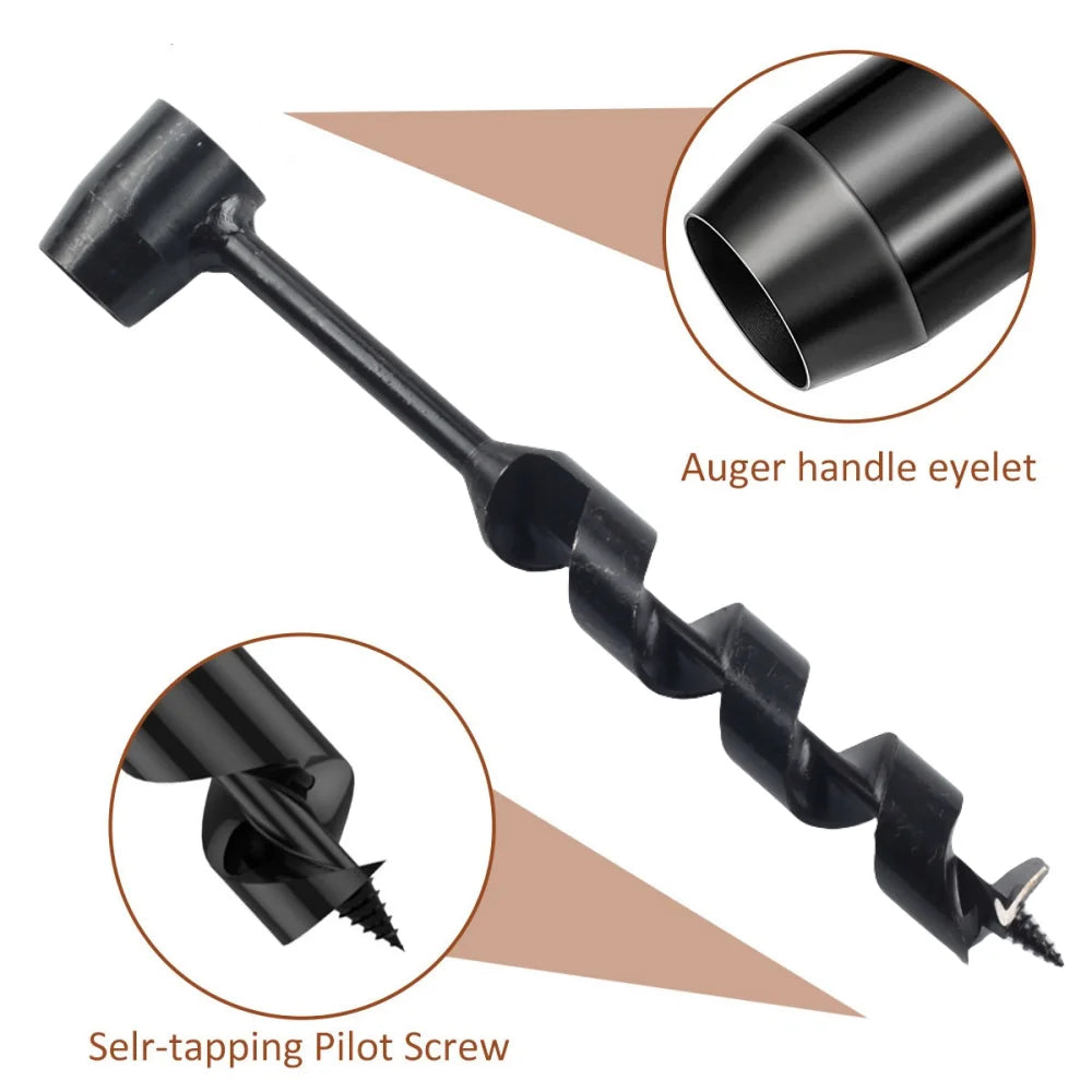 Bushcraft Outdoor Survival Hand Drill Carbon Steel Manual Auger Manual Survival Drill Self-Tapping Wood Punching Tool