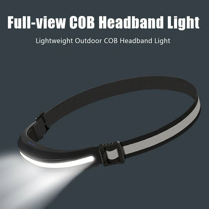Powerful Portable COB Headlamp USB Rechargeable Red and White Light Work Light Outdoor Camping Fishing Floodlight Headlight