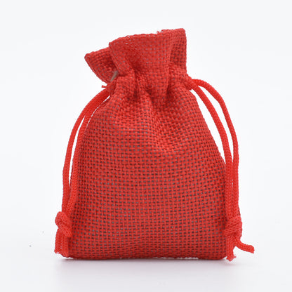 5pcs Multisize Jute Burlap Linen Drawstring Bag Christmas Halloween Gift Bags Wedding Birthday Party Candy Chocolate Packing Bag