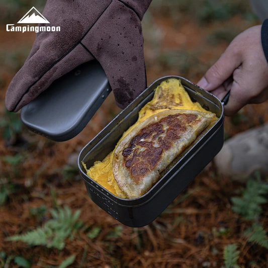 CAMPINGMOON S-2013 Aluminum Oxide Portable Lunch Box, Open Flame Heated OutdoorPicnic Camping Lunch Box, Aluminum Lunch Box