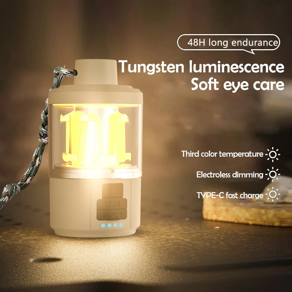 LED Rechargeable Flashlight Camping Lantern 5 Modes Super Bright Portable Hanging Tent Lamp Waterproof Hiking Fishing Outdoor