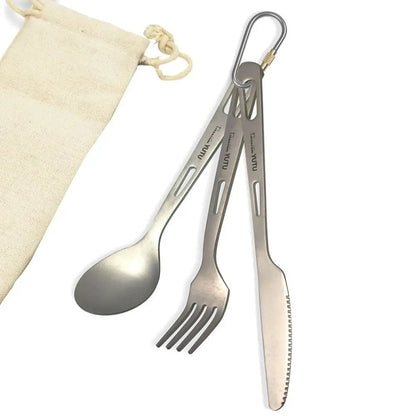 Portable Outdoor Dinnerware Sets Ultralight Travelling Knife Fork Spoon Chopstick Titanium Tableware Flatware Set Camping