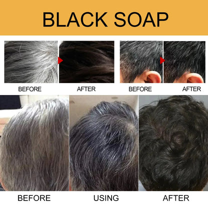 Magic White Hair to Black Shampoo Dye Soap Natural Color Soap Restore Gray Beard Cover Gray Hair Dye Hair Fixing Shampoo Bar