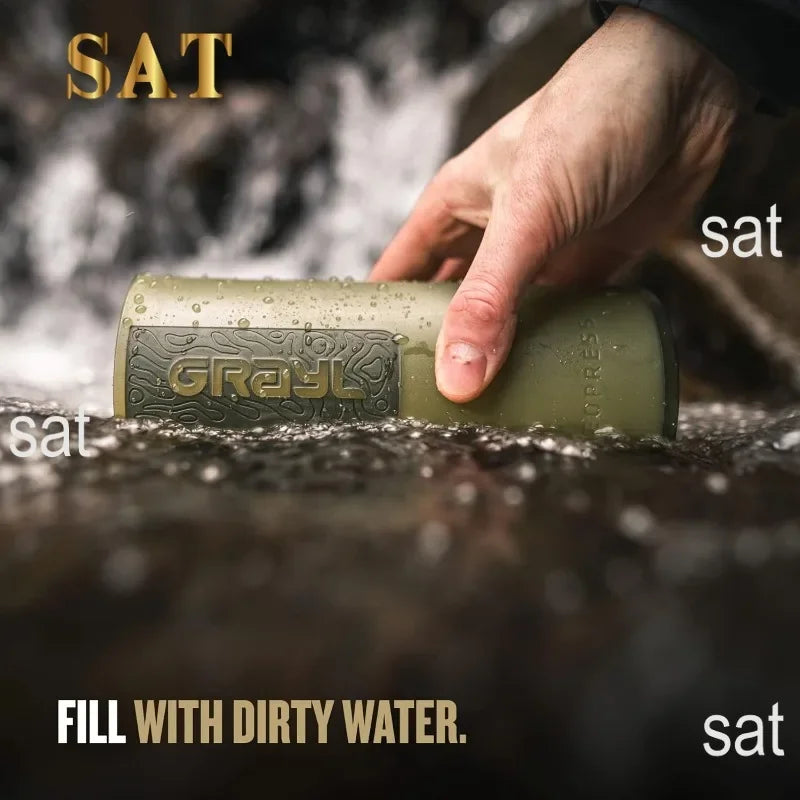 tt For GRAYL GeoPress 24 oz Water Purifier Bottle - Filter for Hiking, Camping, Survival, Travel (Olive Drab)