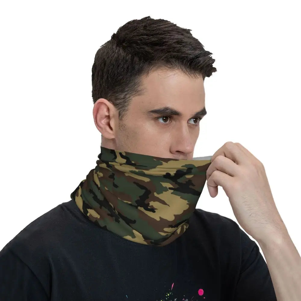 Custom Flecktarn Camo Bandana Neck Gaiter Windproof Face Scarf Cover Men Women Woodland Camouflage Headwear Tube Balaclava