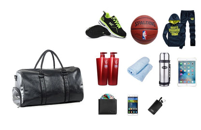 Leather Handbag Gym Bag Fitness Travel Shoe Pocket Luggage Outdoor Shoulder Crossbody Duffle Side Sac De Sports Bag For Men