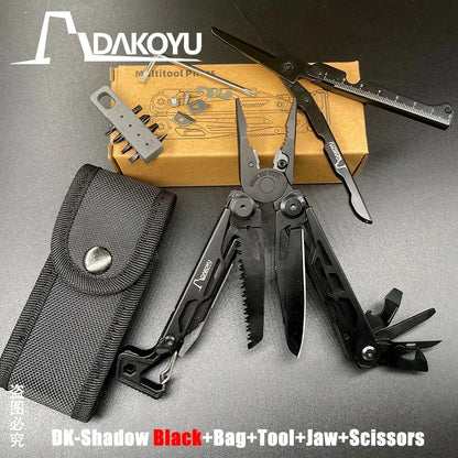 DAKOYU DKShadow Multitool Camping Pliers with Emergency Whistle -8 Color Compact Outdoor Tool, Suitable for Hiking and Camping