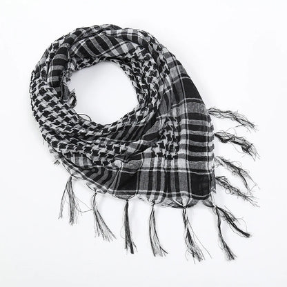 Arab Square Scarf Muslim Shawl Plaid Stripe Printed Outdoor Scarf Wind and Sand Neck Cover
