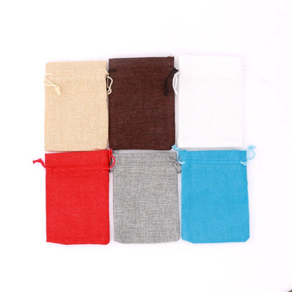 10pc (9x12cm) Handmade Natural Burlap Linen Drawstring Gift Bags Favor Wedding Christmas Gift Bag Jewelry Packaging Bags&Pouches