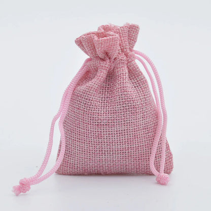 5pcs Multisize Jute Burlap Linen Drawstring Bag Christmas Halloween Gift Bags Wedding Birthday Party Candy Chocolate Packing Bag