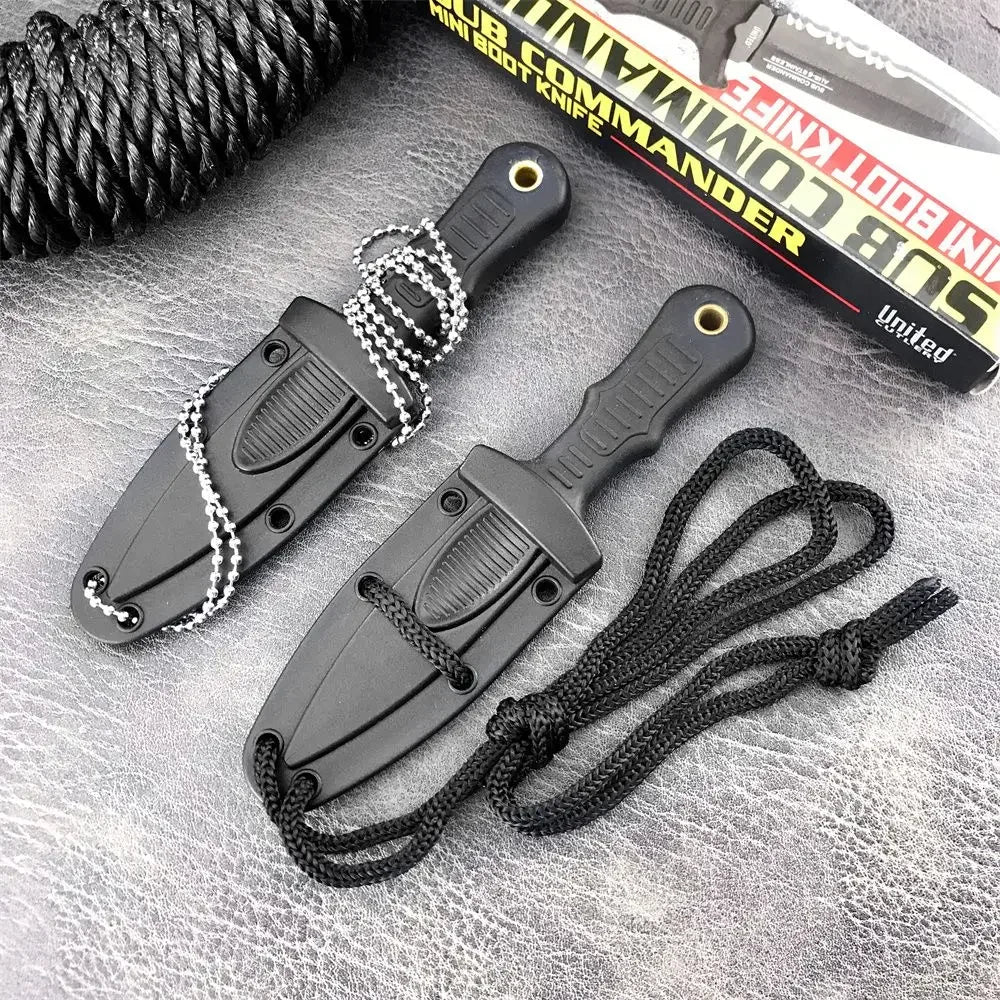 Neck-Mounted Tactical Fixed Blade - 440C Mini Survival Knife for Outdoor EDC, Hunting Combat and Survival with Nylon Handle