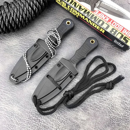 Neck-Mounted Tactical Fixed Blade - 440C Mini Survival Knife for Outdoor EDC, Hunting Combat and Survival with Nylon Handle