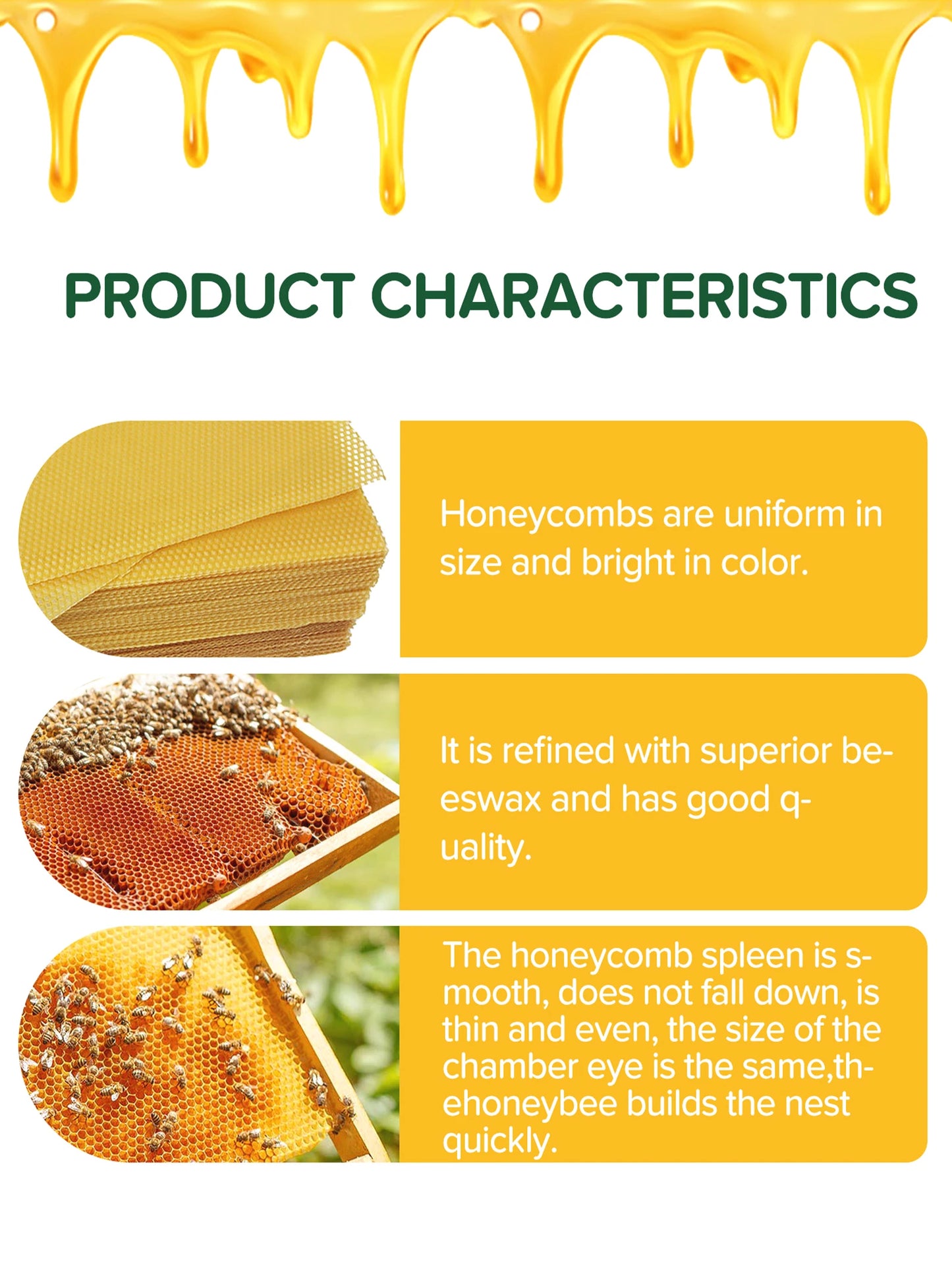 10Pcs Natural Honeycomb Bee Wax Sheets DIY Honey Candle Making Supplies Durable Beekeeping Foundation Sheets Tool