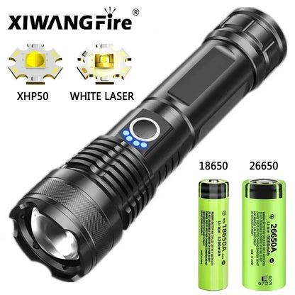 30W  High Bright LED Flashlight High Power Type C Rechargeable Zoom Torch Camping Outdoor Hunting Fishing Walking Lighting Lamp
