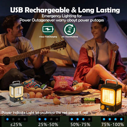 LED Rechargeable Flashlight Camping Lantern 5 Modes Super Bright Portable Hanging Tent Lamp Waterproof Hiking Fishing Outdoor