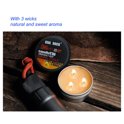 Survival Candle 3 Wicks Small Portable 36 Hours Burning Natural Aroma Long Lasting Candles Romantic Ambience for Camping