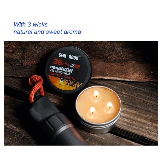 Survival Candle 3 Wicks Small Portable 36 Hours Burning Natural Aroma Long Lasting Candles Romantic Ambience for Camping