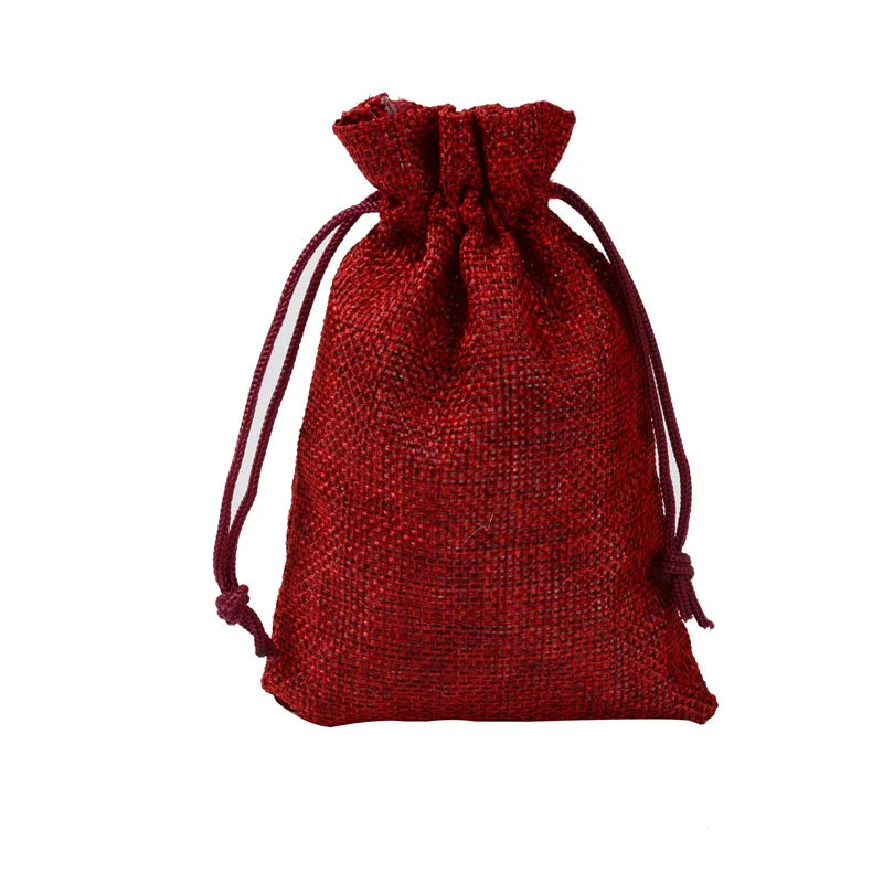 5pcs Multisize Jute Burlap Linen Drawstring Bag Christmas Halloween Gift Bags Wedding Birthday Party Candy Chocolate Packing Bag