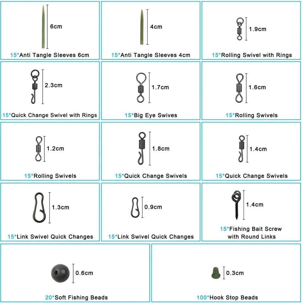 Articulos De Pesca Carp Fishing Tackle Kit Anti Tangle Sleeves Hook Stop Beads Swivels All for Fishing Goods Accessories