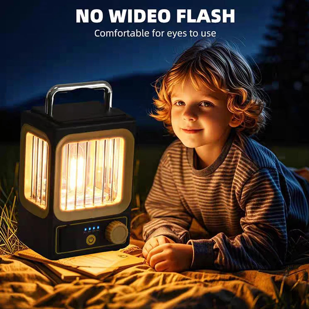 LED Rechargeable Flashlight Camping Lantern 5 Modes Super Bright Portable Hanging Tent Lamp Waterproof Hiking Fishing Outdoor