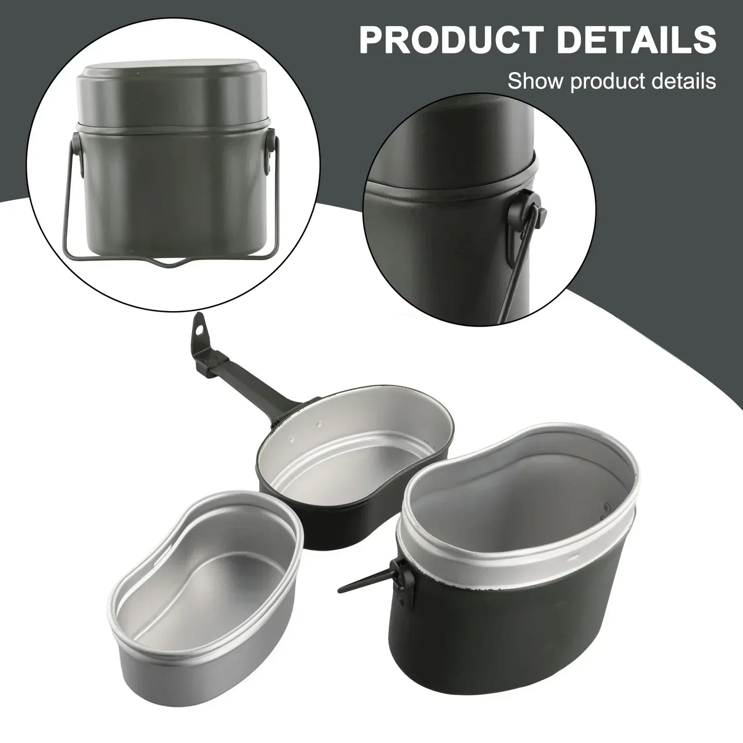 Portable Camping Mess Kits 3 In 1 Camping Cookware Cook Set Hiking Cookware Army Mess Kit Cook Mess Kits Lunch Boxes