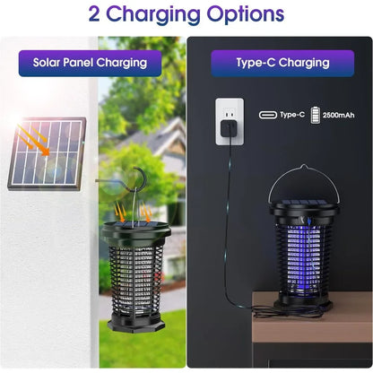 Solar Bug Zapper for Outdoor, USB Rechargeable Bug Zapper with 5.5W Solar Power, 4500V Mosquito Killer Lamp,Garden,Camping