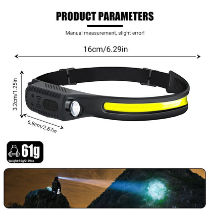 Powerful Induction COB LED Headlamp USB Rechargeable