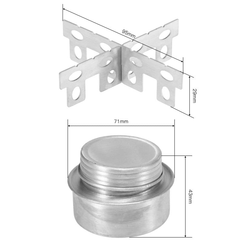 Lixada Outdoor Mini Alcohol Stove Titanium/Stainless Steel Camping Furnace with Cross Stand Stove Rack Picnic Pocket Stove