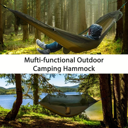 New Automatic Quick Open Mosquito Net Hammock with Sun Canopy Nylon Material Single Double Camping Bed for Hiking Travel Picnic