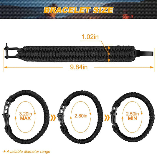 Survival Paracord Bracelet Adjustable U-Type Buckle Three-Holes 550 Parachute Rope Outdoor Camping Hiking Emergency For Men