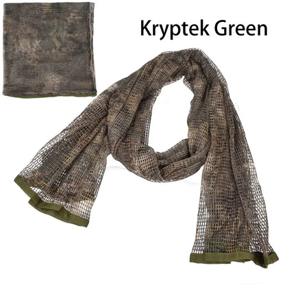 Camouflage Netting Scarf Sniper Veil Camo Mesh Face Scarf Veil Shemagh Head Wrap for Outdoor Camping Hiking Hunting Shooting