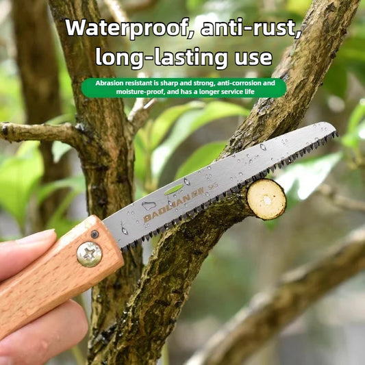 Mini Folding Manual Saw Non-slip Wooden Handle Pull Foldable Saw Flush Cut Trim Saw for Handsaw Woodworking Plastic Cutting Tool