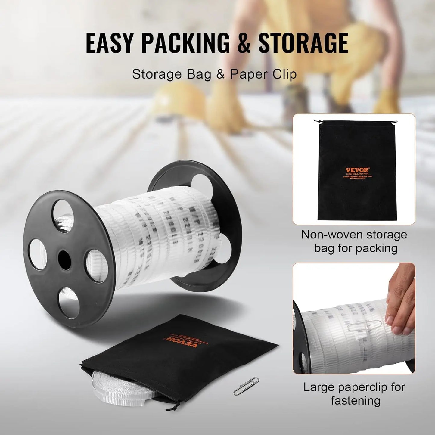 Polyester Pull Tape, 5/8" x 108' Mule Tape Flat Rope, 2200 lbf Tensile Capacity, Printed Webbing Cable Pulling Tape for Packagin