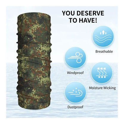 Custom Flecktarn Camo Bandana Neck Gaiter Windproof Face Scarf Cover Men Women Woodland Camouflage Headwear Tube Balaclava