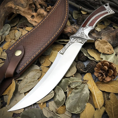 Heavy Duty Saudi Arabia Fixed Blade Knife Military Tactical Knife D2 Steel Blade Sandalwood Handle Outdoor Camping Hunting Tool