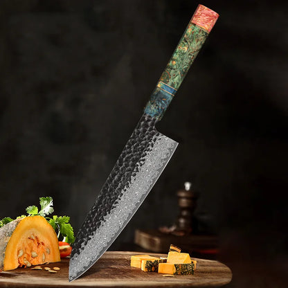 Damascus Steel Japanese Kitchen Knife, PRO Chef Knife, Handmade