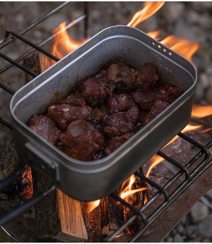 CAMPINGMOON S-2013 Aluminum Oxide Portable Lunch Box, Open Flame Heated OutdoorPicnic Camping Lunch Box, Aluminum Lunch Box