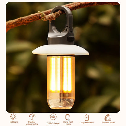 LED Rechargeable Flashlight Camping Lantern 5 Modes Super Bright Portable Hanging Tent Lamp Waterproof Hiking Fishing Outdoor