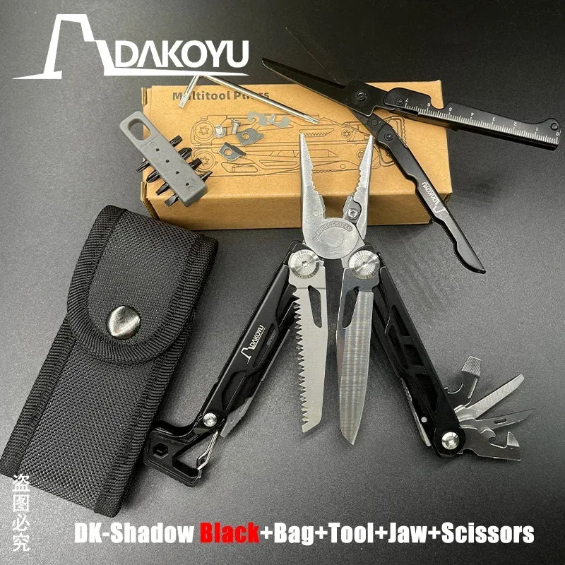 DAKOYU DKShadow Multitool Camping Pliers with Emergency Whistle -8 Color Compact Outdoor Tool, Suitable for Hiking and Camping