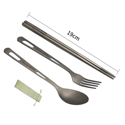 Portable Outdoor Dinnerware Sets Ultralight Travelling Knife Fork Spoon Chopstick Titanium Tableware Flatware Set Camping