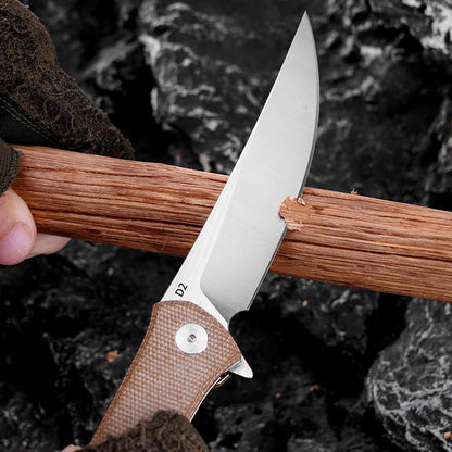 FREETIGER 2025 New Pocket Knife D2 Blade Micarta Folding Knife for Outdoor Camping Tactical Hunting Survival Knives EDC Tools