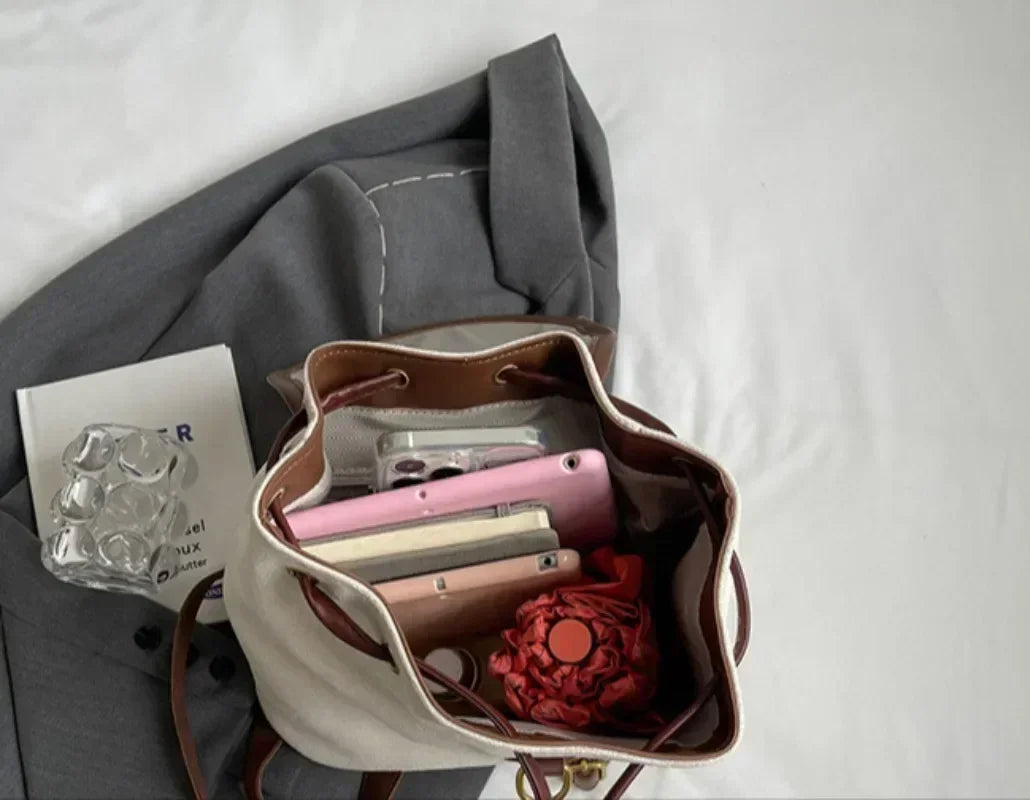 Fashion Women's Stylish Double Shoulder Backpack Large Capacity College Book Bag with Elegant Design Trendy Handbag for Students