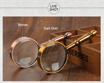20X Portable All-Metal Magnifier Retro Portable Optical Magnifying Glass Repair Watch Jewelry Loupe Antique Handle Magnifier