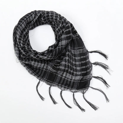 Arab Square Scarf Muslim Shawl Plaid Stripe Printed Outdoor Scarf Wind and Sand Neck Cover