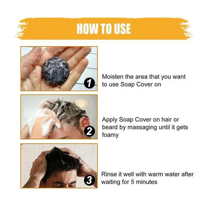 50g Black Hair Soap Hair Darkening Soap Shampoo Bar Fast Effective Repair Gray White Color Dye Hair Body Natural Org