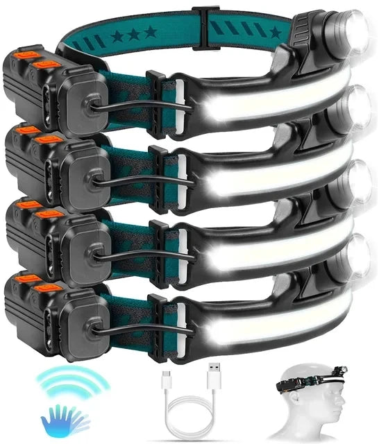 Induction Headlamp XPG+COB LED Head Lamp with Built-in Battery