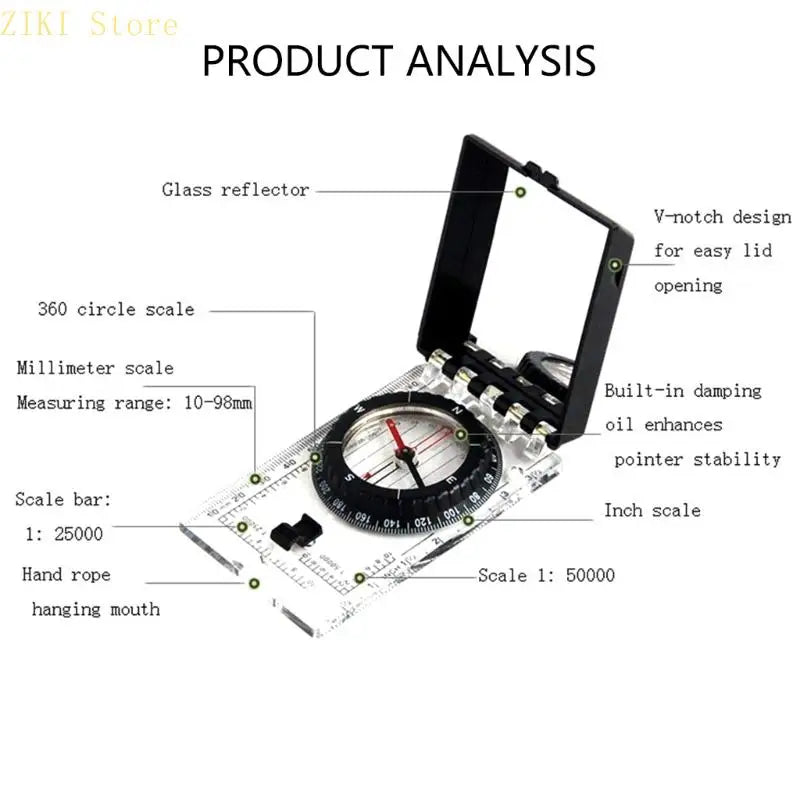 High Accuracy Compasses With Mirror Navigations Tool For Hiking Camping Variable Declination Practical Navigations Tool
